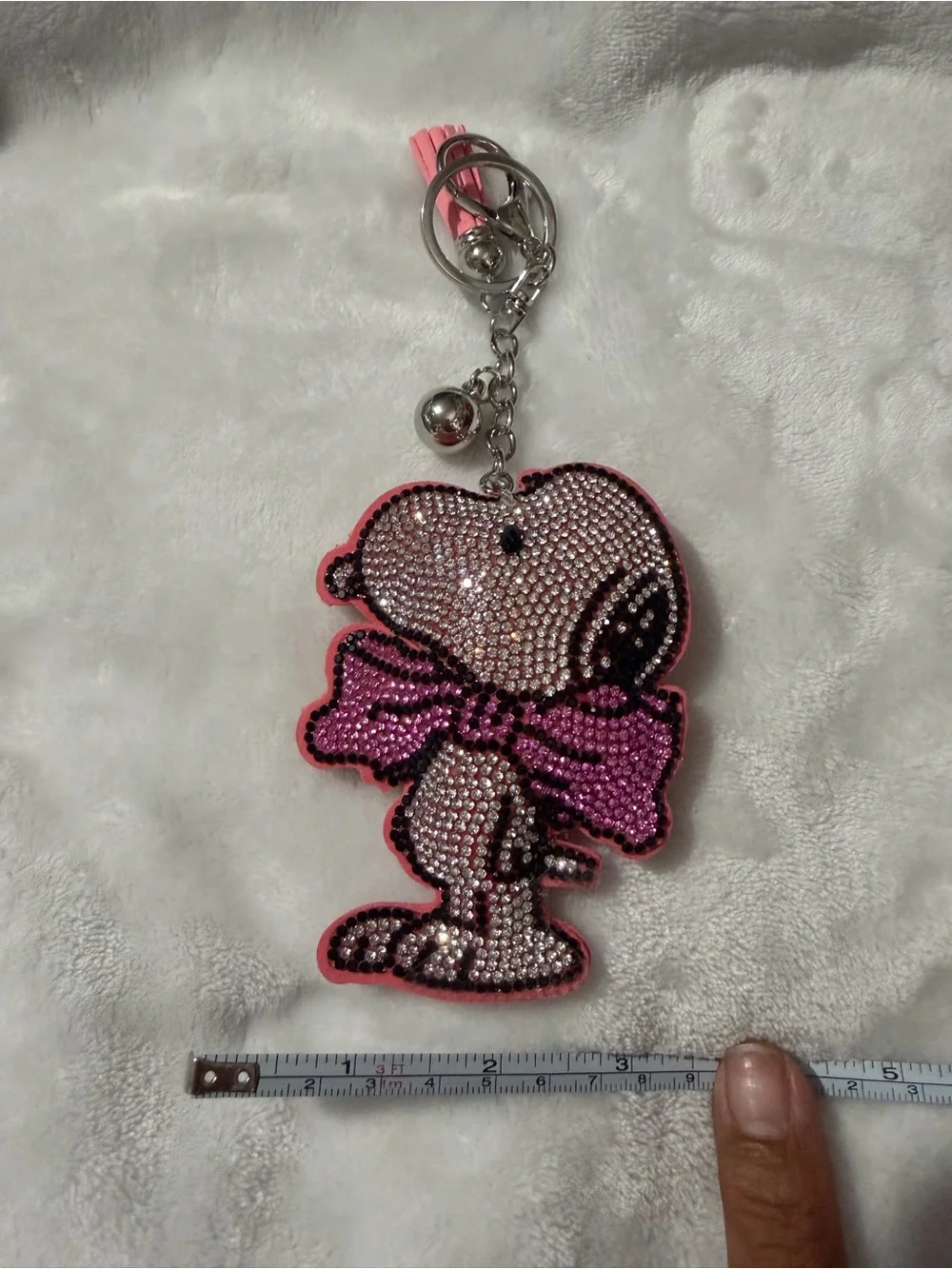 Sparkling Pink Snoopy Key & Card Holder Charm
